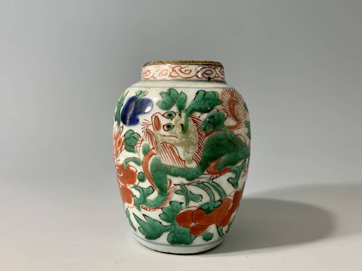 南京古染付獅子草花図壷 【公式通販】