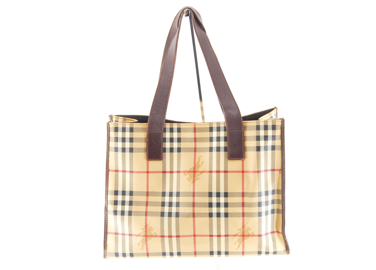 美品 バーバリー ノバチェック チェック柄 PVC ハンドバッグ BURBERRY