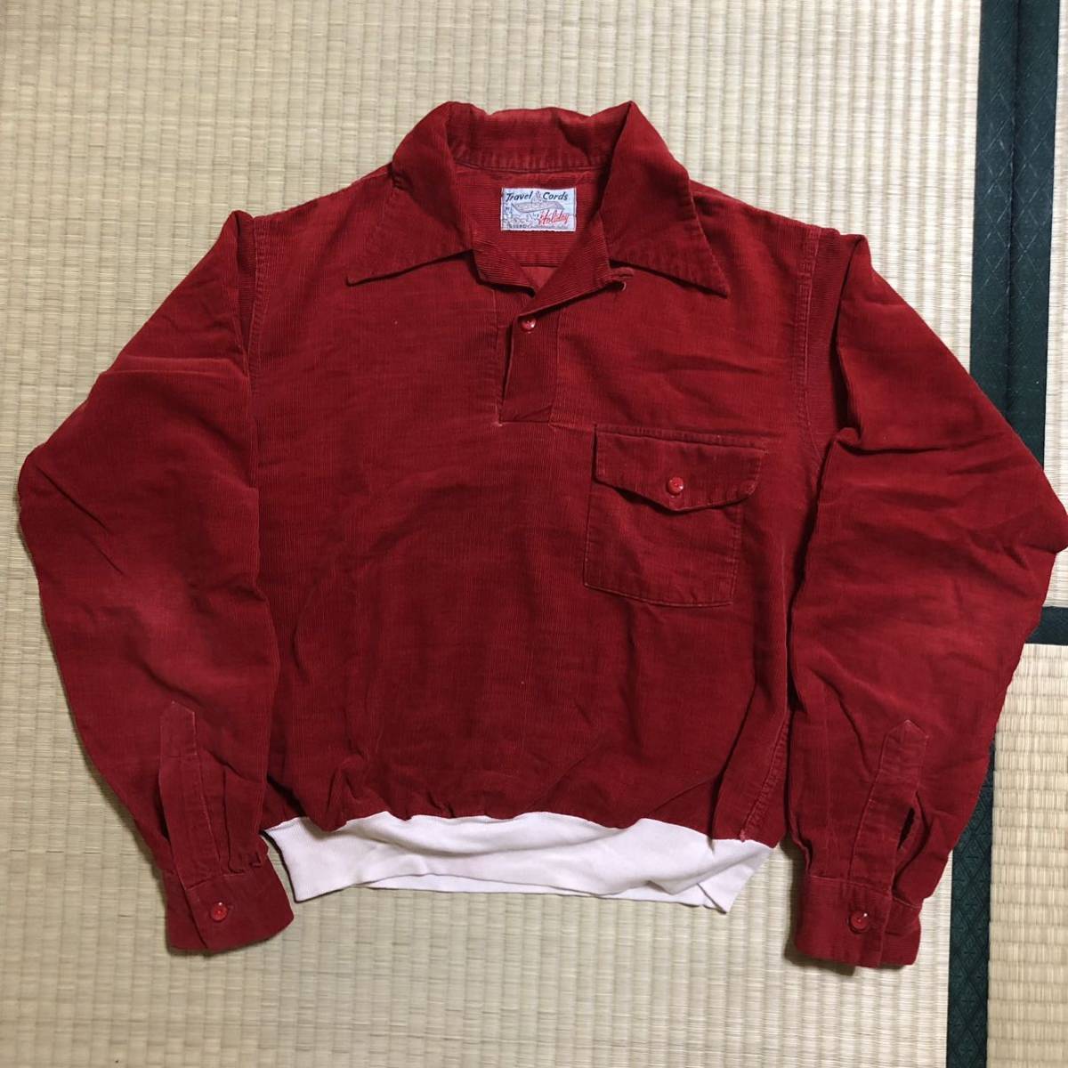 最終値下げ 50s リブシャツ Holiday vintage コーデュロイシャツ ロカビリー 赤 ドリズラーツートーン two-tone ヴィンテージ rockabilly