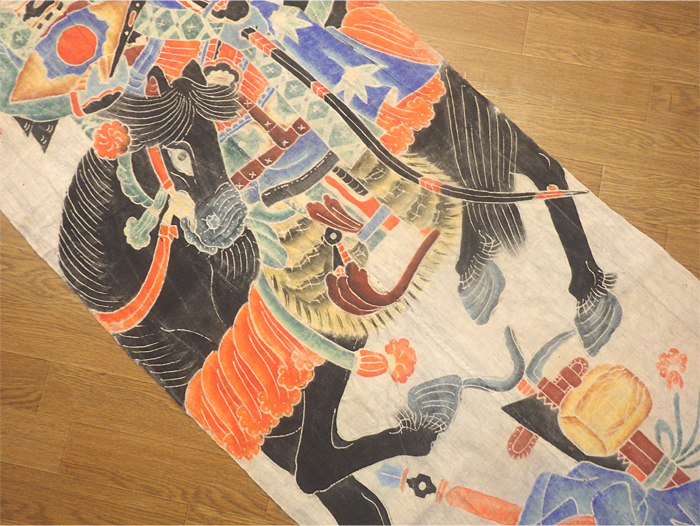 旧家蔵出し 古布 のぼり旗 木綿 リメイク素材 武者絵 幟旗 端午の節句 襤褸