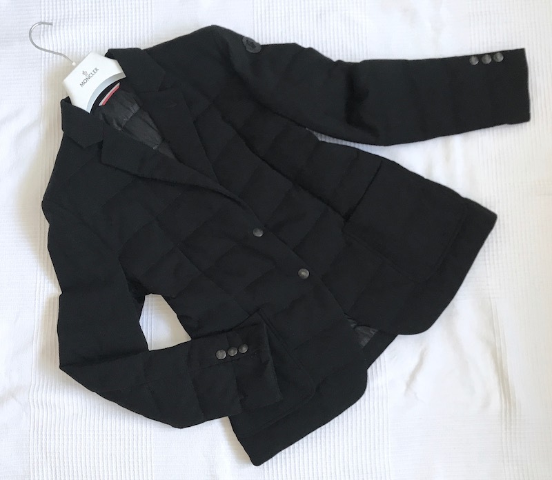 21万円【MONCLER】モンクレール　イタリア製 最高級ウールのブレザー・ダウンジャケット　黒ブラック サイズ4　クリーニング済み超美品