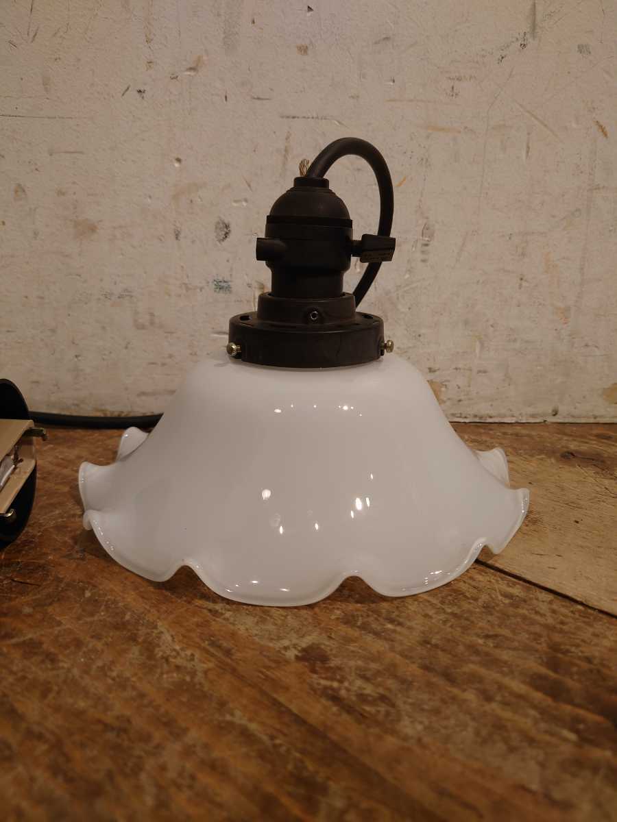 大正ロマン風 ホワイトガラスシェード ペンダントライト B PL-188/昭和