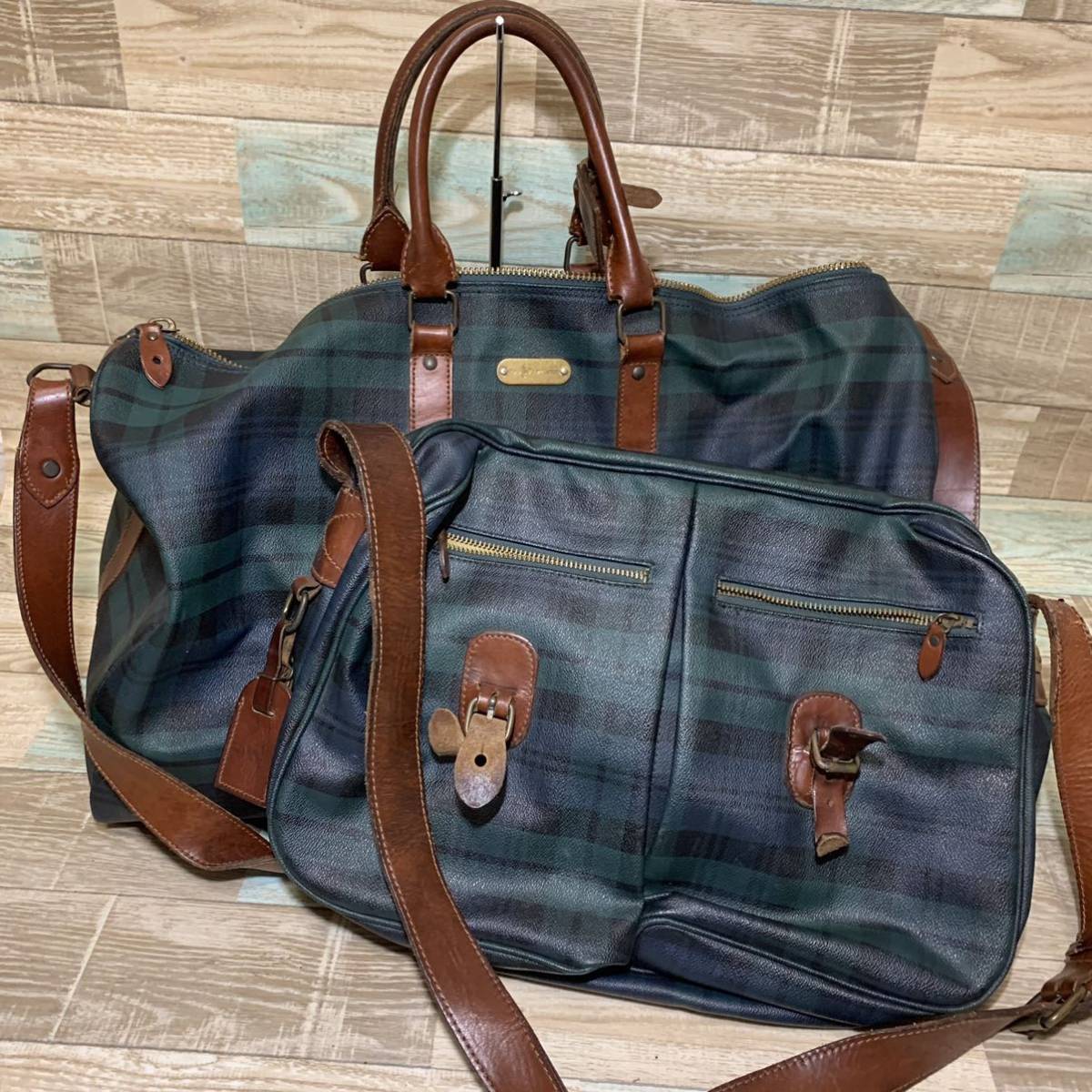 Polo Ralph Lauren ミニボストンバッグ チェック柄PVC レザー Polo