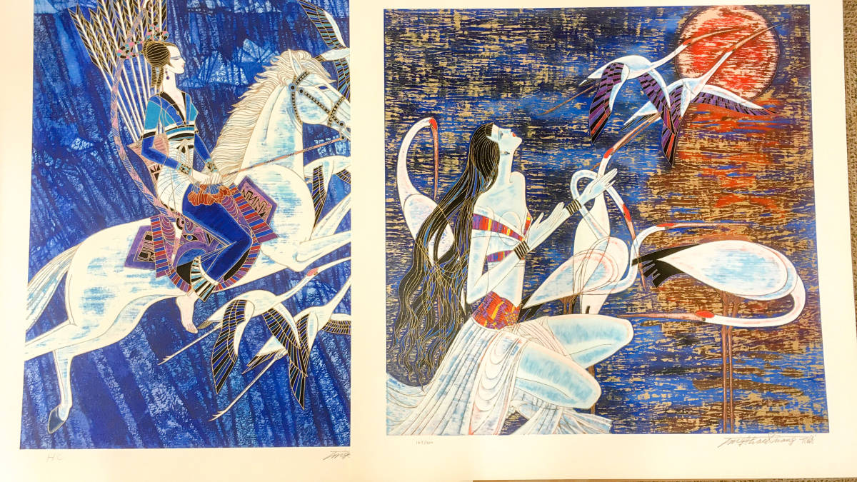 ◎丁 紹光(ティン シャオクァン)TING SHAO KUANG ◆シルクスクリーン『黎明』『白馬』【未額装作品シートのみ】2点セット★1円スタート◎