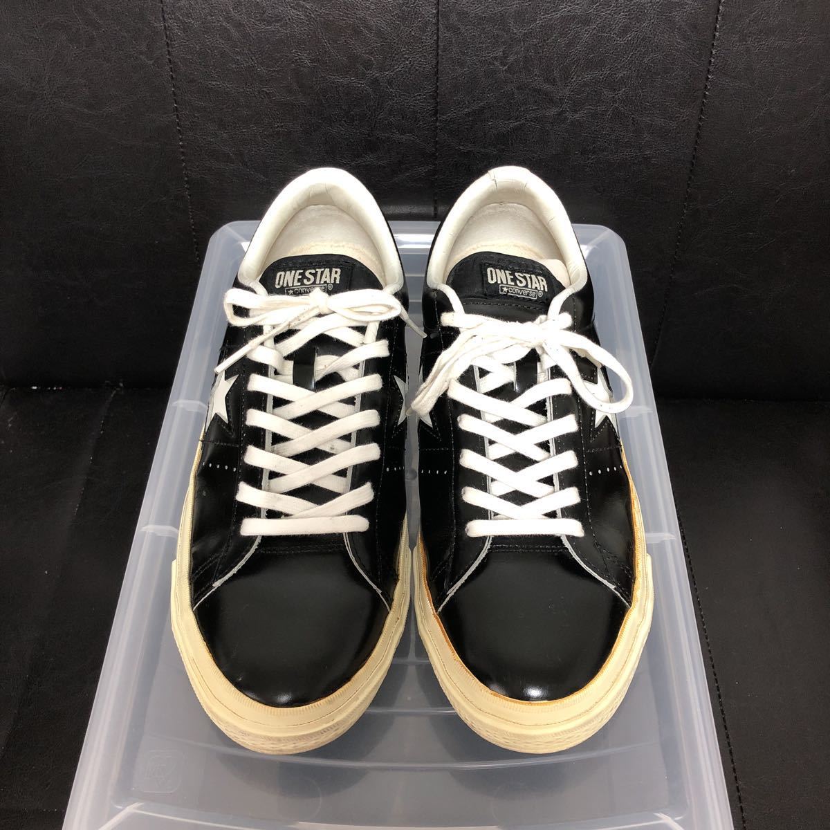1C045☆【ONE STAR ワンスター レザースニーカー】28センチ CONVERSE コンバース US9ハーフ オールスター US規格 黒 ビンテージ ブラック コンバース ONE J 靴 厚底 星形ロゴが輝く新世代スニーカー、その魅力を深
