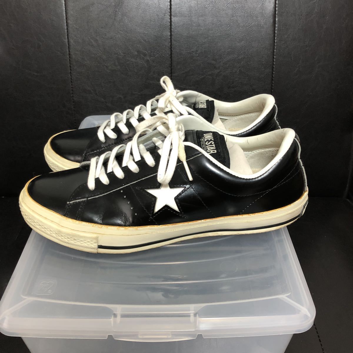 1C045☆【ONE STAR ワンスター レザースニーカー】28センチ CONVERSE コンバース US9ハーフ オールスター US規格 黒 ビンテージ ブラック コンバース ONE J 靴 厚底 星形ロゴが輝く新世代スニーカー、その魅力を深