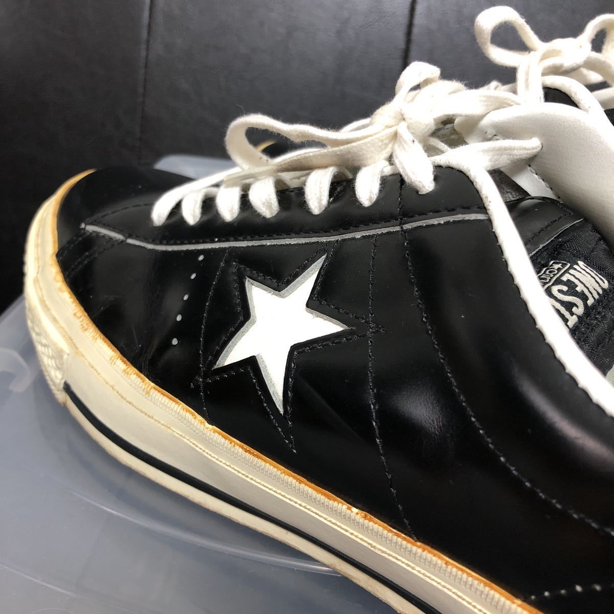 1C045☆【ONE STAR ワンスター レザースニーカー】28センチ CONVERSE コンバース US9ハーフ オールスター US規格 黒 ビンテージ ブラック コンバース ONE J 靴 厚底 星形ロゴが輝く新世代スニーカー、その魅力を深