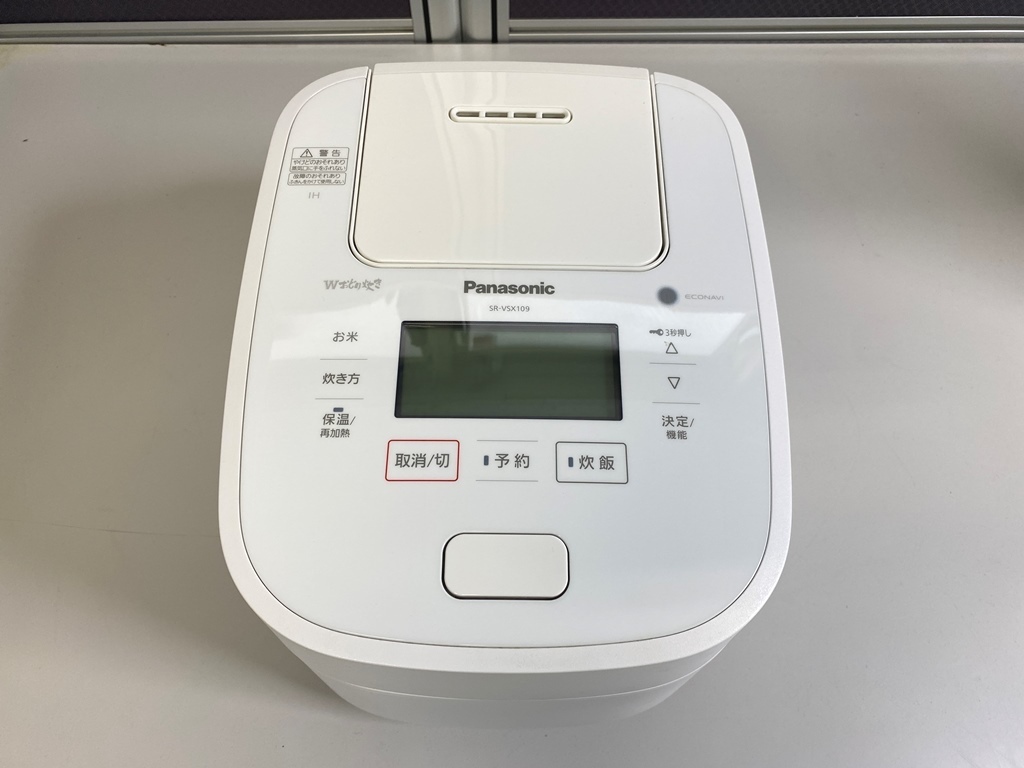 1円スタート　Panasonic　炊飯器　SR-VSX109　2019年製　スチーム＆可変圧力　IHジャー　高機能モデル　ホワイト　見やすい液晶　美品