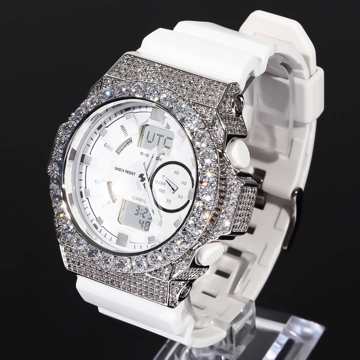 G-SHOCK カスタム GA150 カスタムGショック ホワイトベルト 大粒CZ