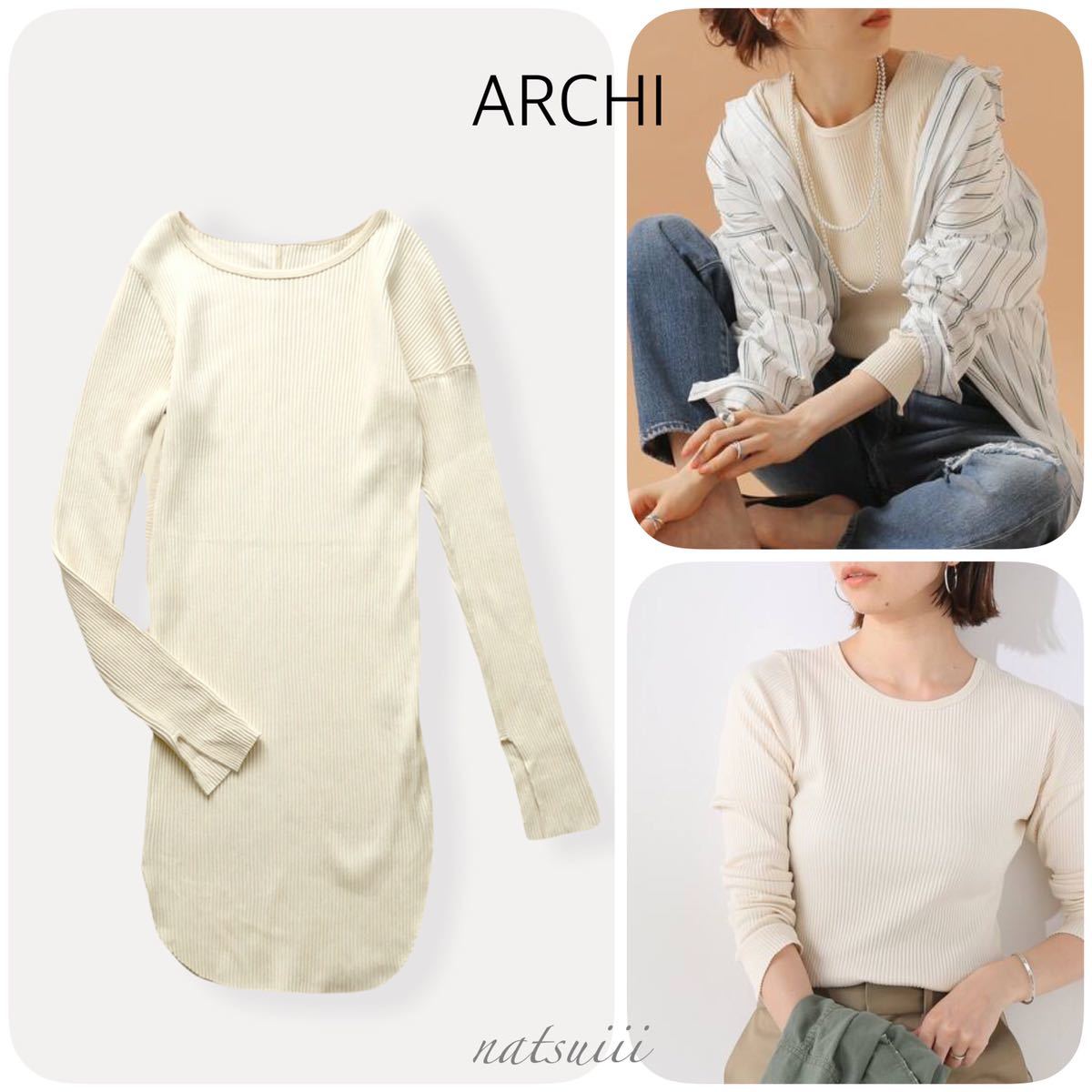 ARCHI アーキ . 2020 オーガニックコットン リブ アシンメトリー