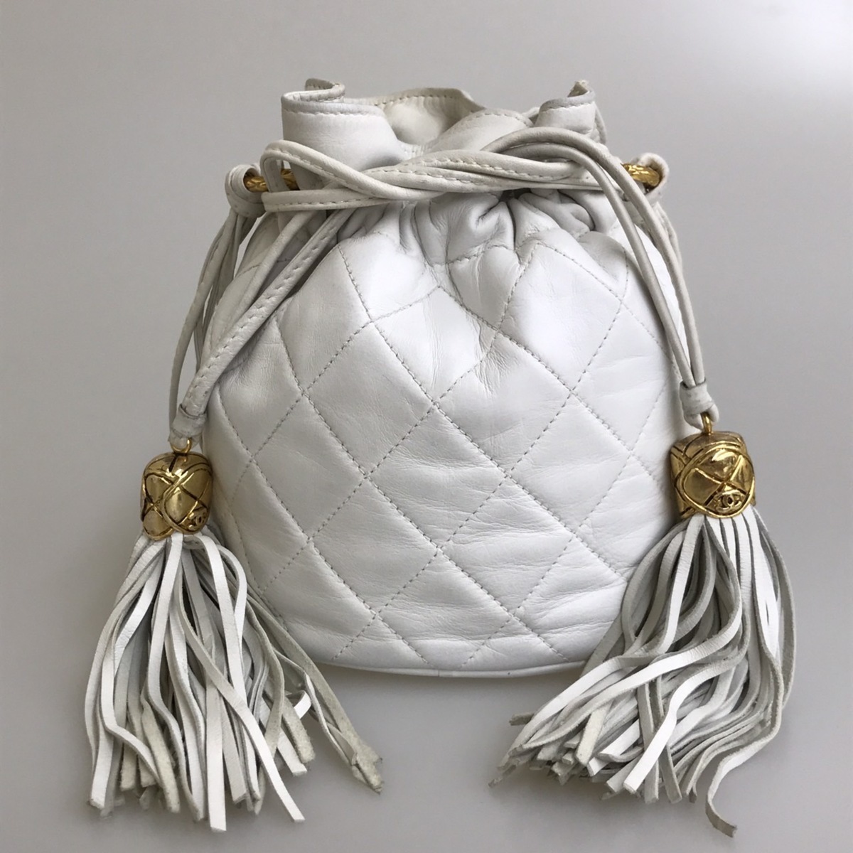 1円スタート シャネル CHANEL マトラッセ 巾着 フリンジ ショルダー 