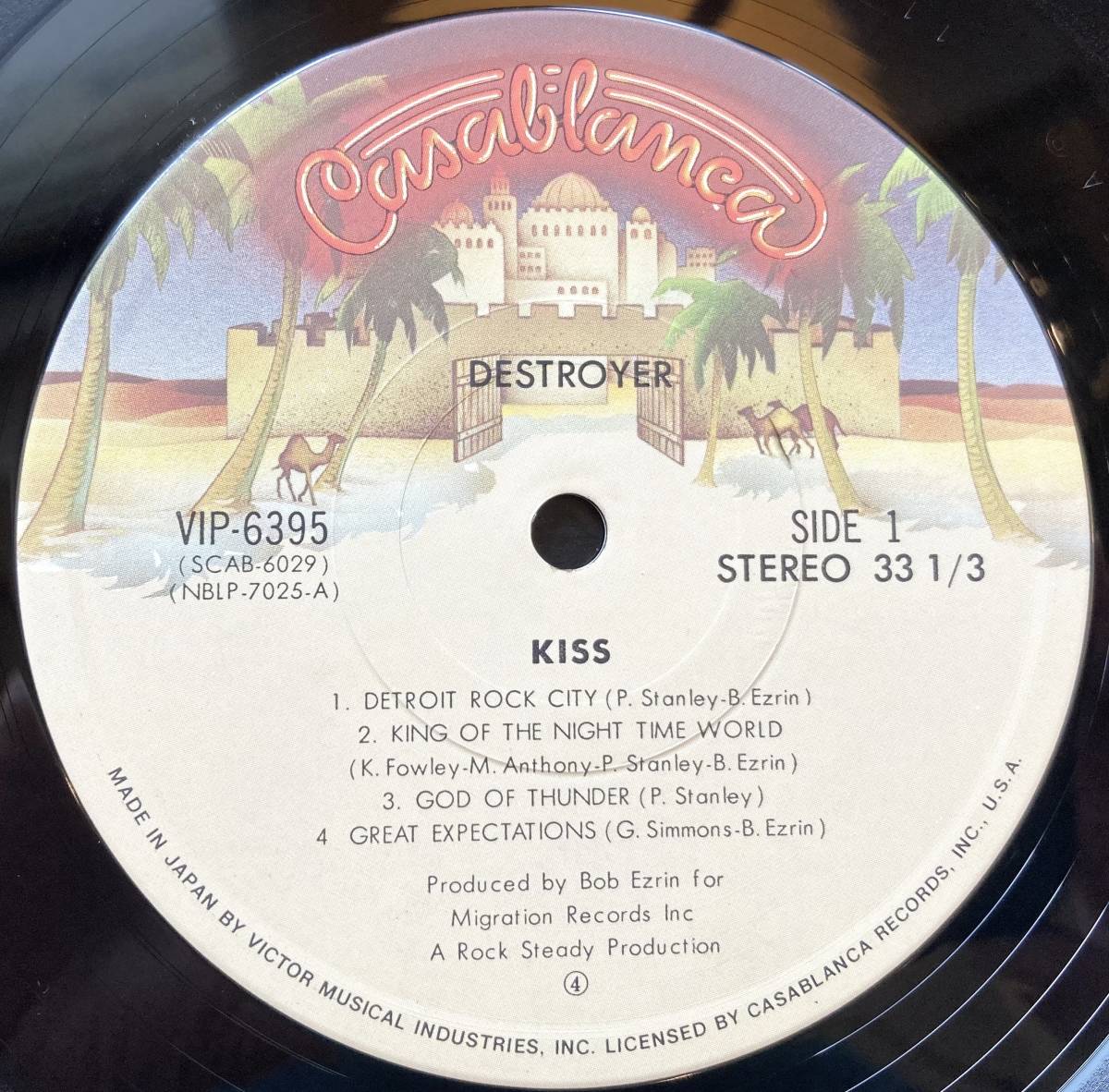 ■帯付/状態良好■Kiss / Destroyer (Casablanca VIP-6395) 1976 JPN EX- 直筆サインの複製付き HR LP レコード