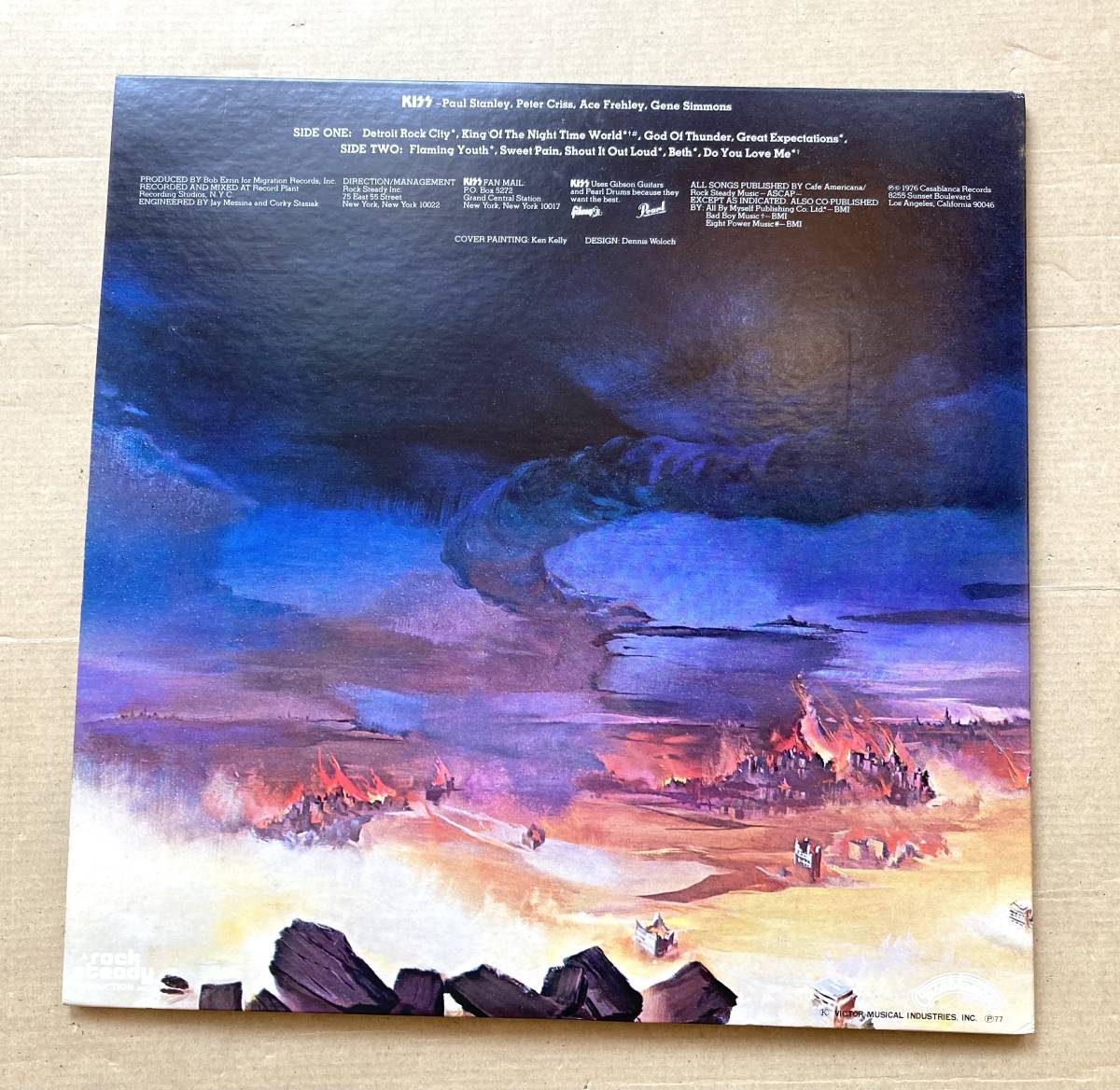 ■帯付/状態良好■Kiss / Destroyer (Casablanca VIP-6395) 1976 JPN EX- 直筆サインの複製付き HR LP レコード