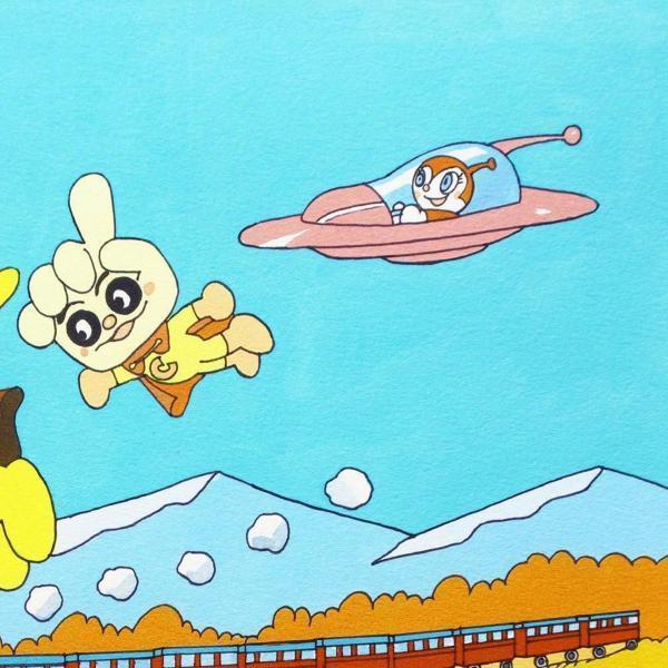 真作】【WISH】やなせたかし「SLマンと10人のともだち」リトグラフ