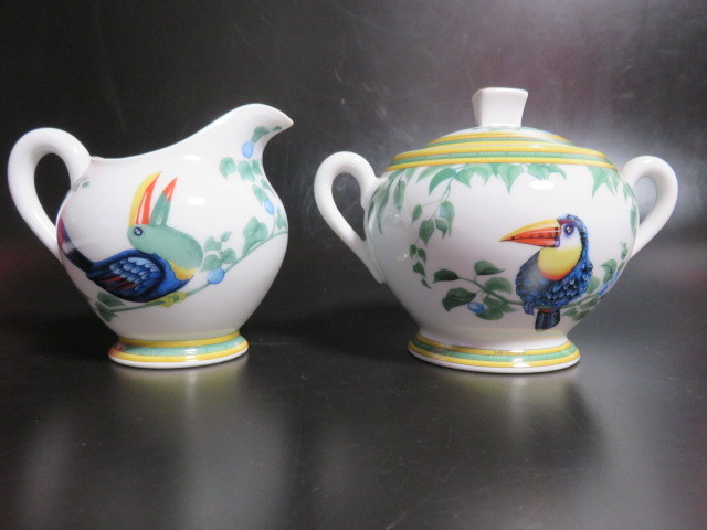 W】☆エルメス☆トゥカン シュガーポット+クリーマー Toucans 箱