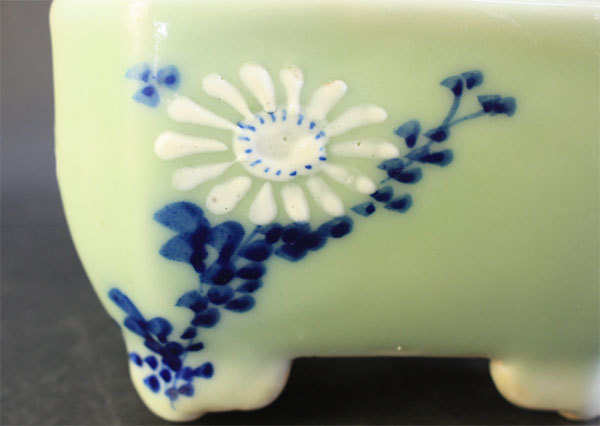 梅鉢 瀬戸焼 尾張焼 青磁 盆栽鉢 蘭鉢 植木鉢 盆栽 盆栽小鉢