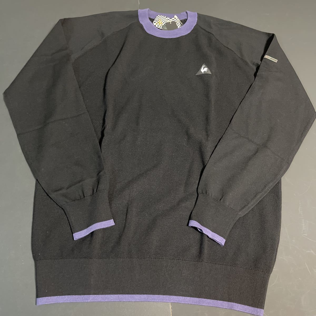 コンパクト便【LL】ルコック定価23000円 ゴルフウェア 秋冬物 クルーネックセーター QGMNJL05 ブラック LLサイズ、