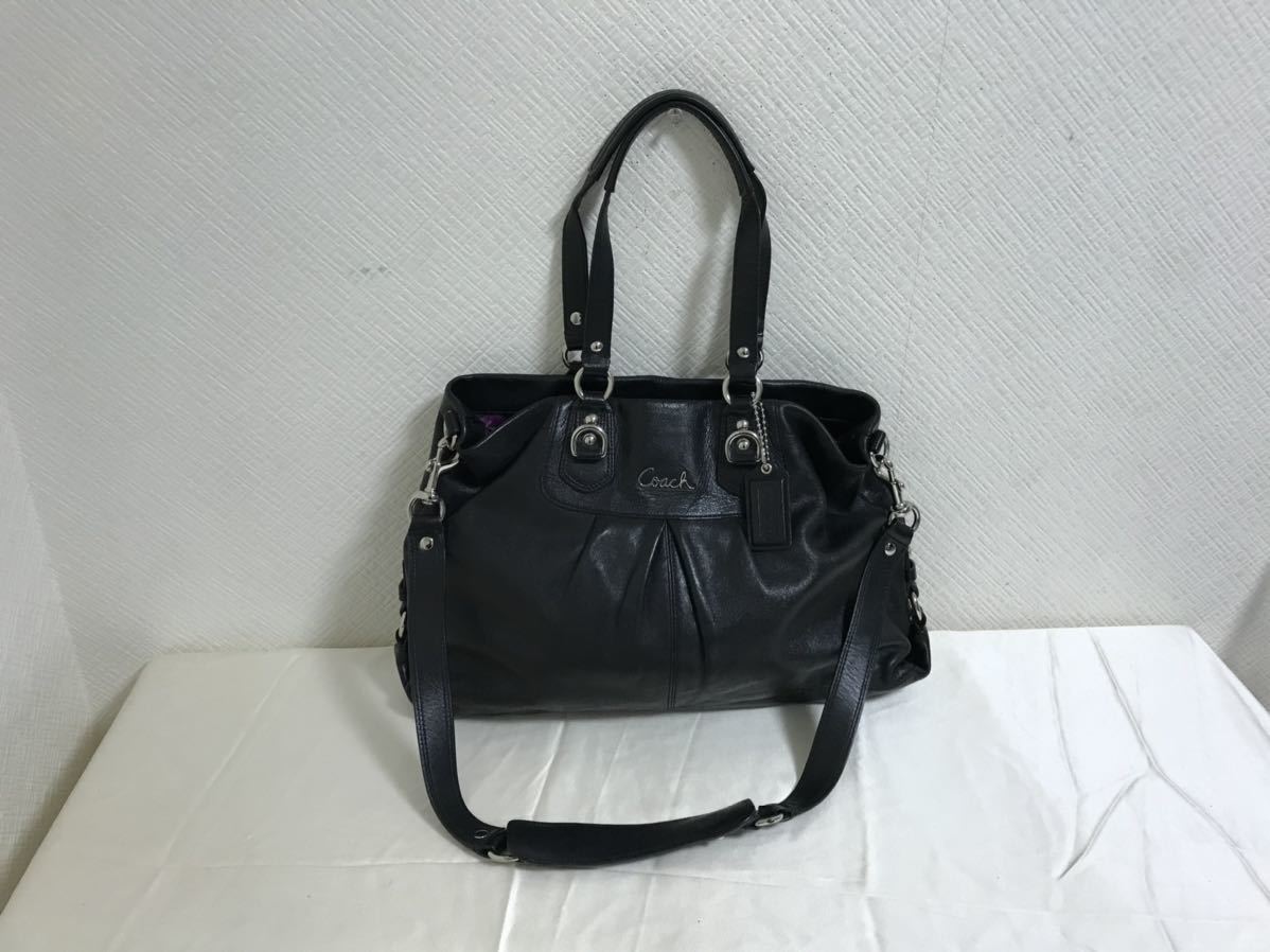 極美品　COACH ボストンバッグ　本革レザー　ブラック　黒　コーチ　2way 本物コーチCOACH本革レザー2wayトートバッグショルダービジネスミニ