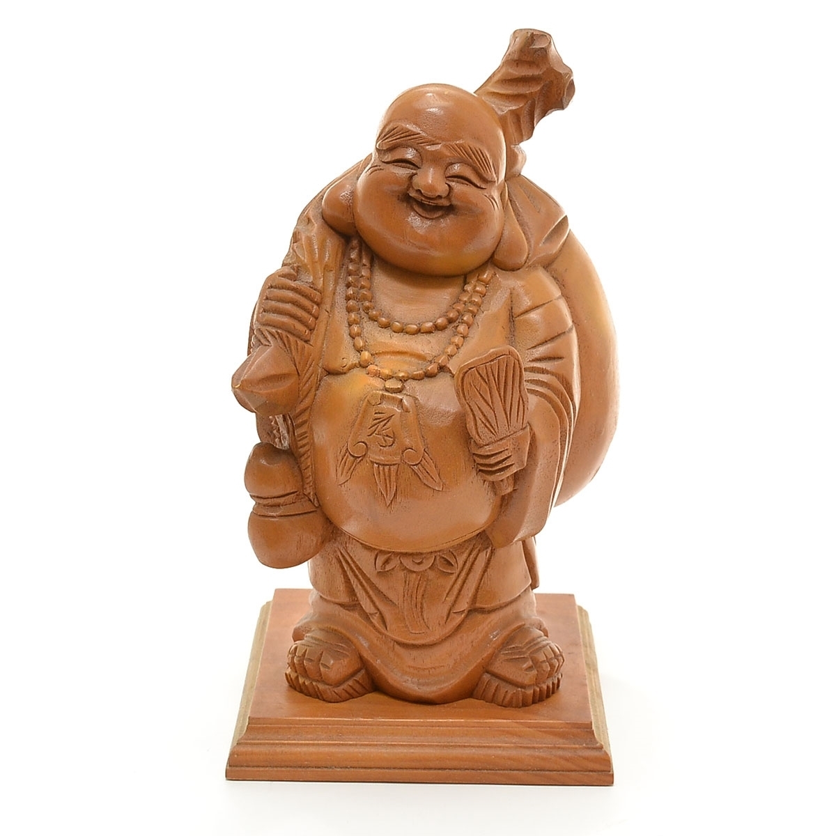 薫作袋様木彫り像 布袋様木彫り像- 七福神布袋様 彫刻 薫作
