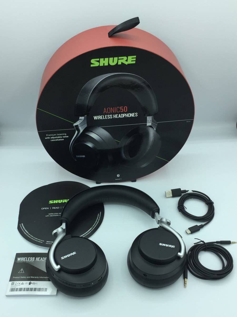 SHURE シュア AONIC 50 ワイヤレス・ノイズキャンセリング・ヘッドホン SBH2350-BK-J ブラック ★A1355