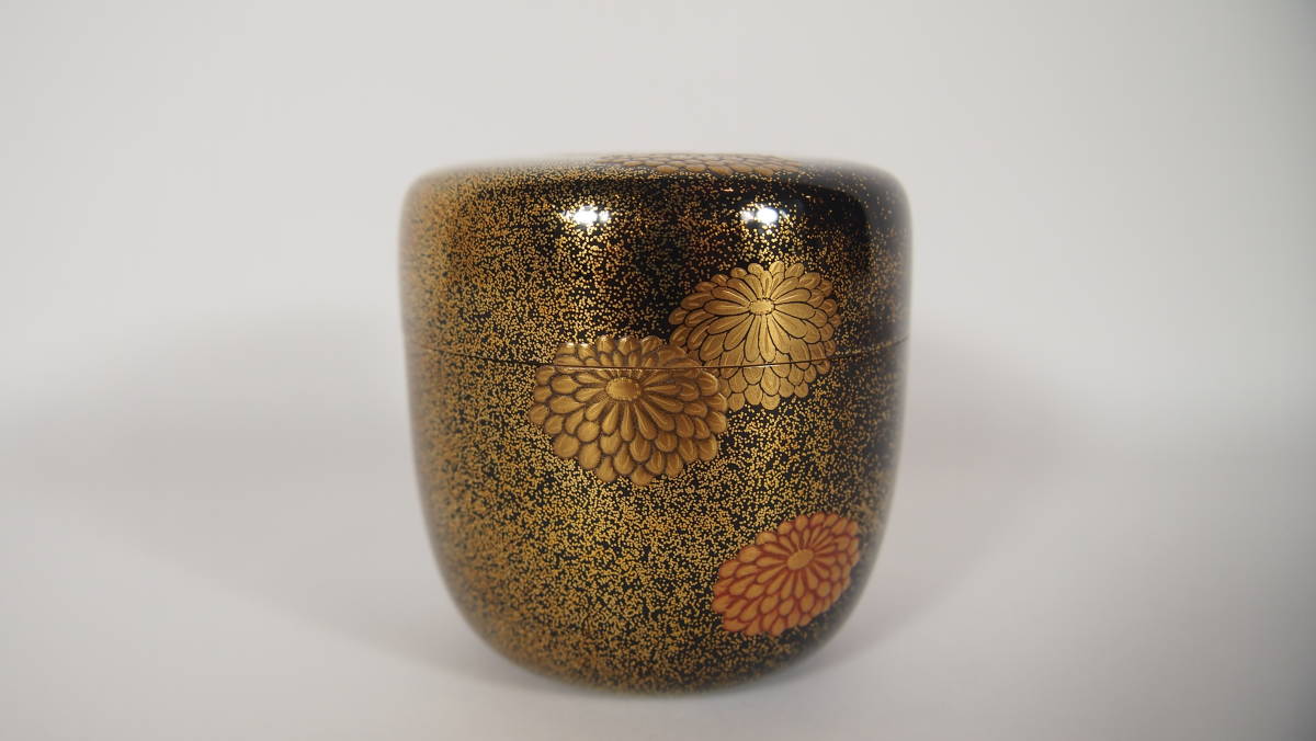 N335 棗 『一后一兆作』『而妙斎(千宗左)書付』『椿蒔絵』『平棗