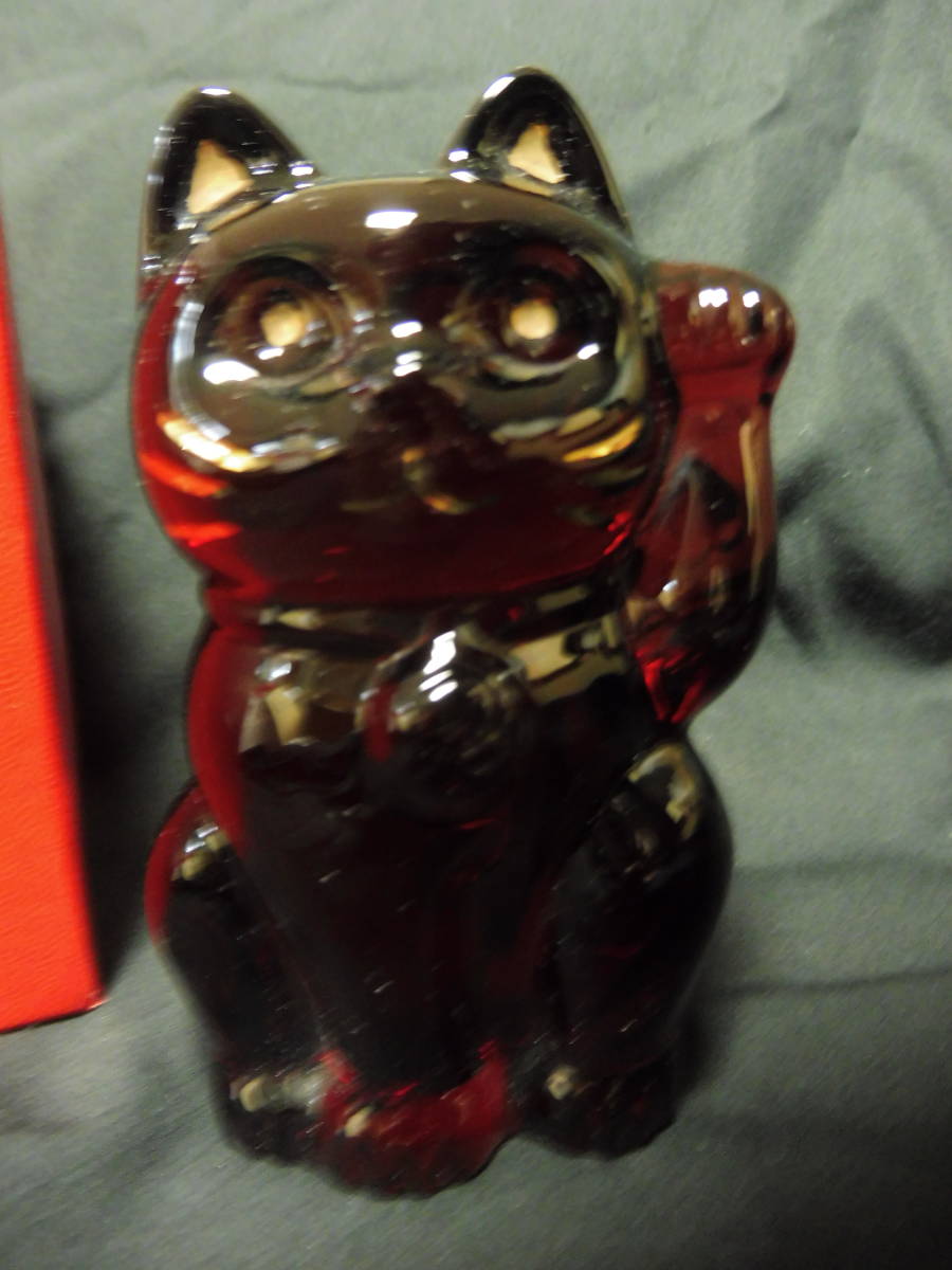Baccarat バカラ 美品 まねき猫 レッドオクトゴン 箱付き