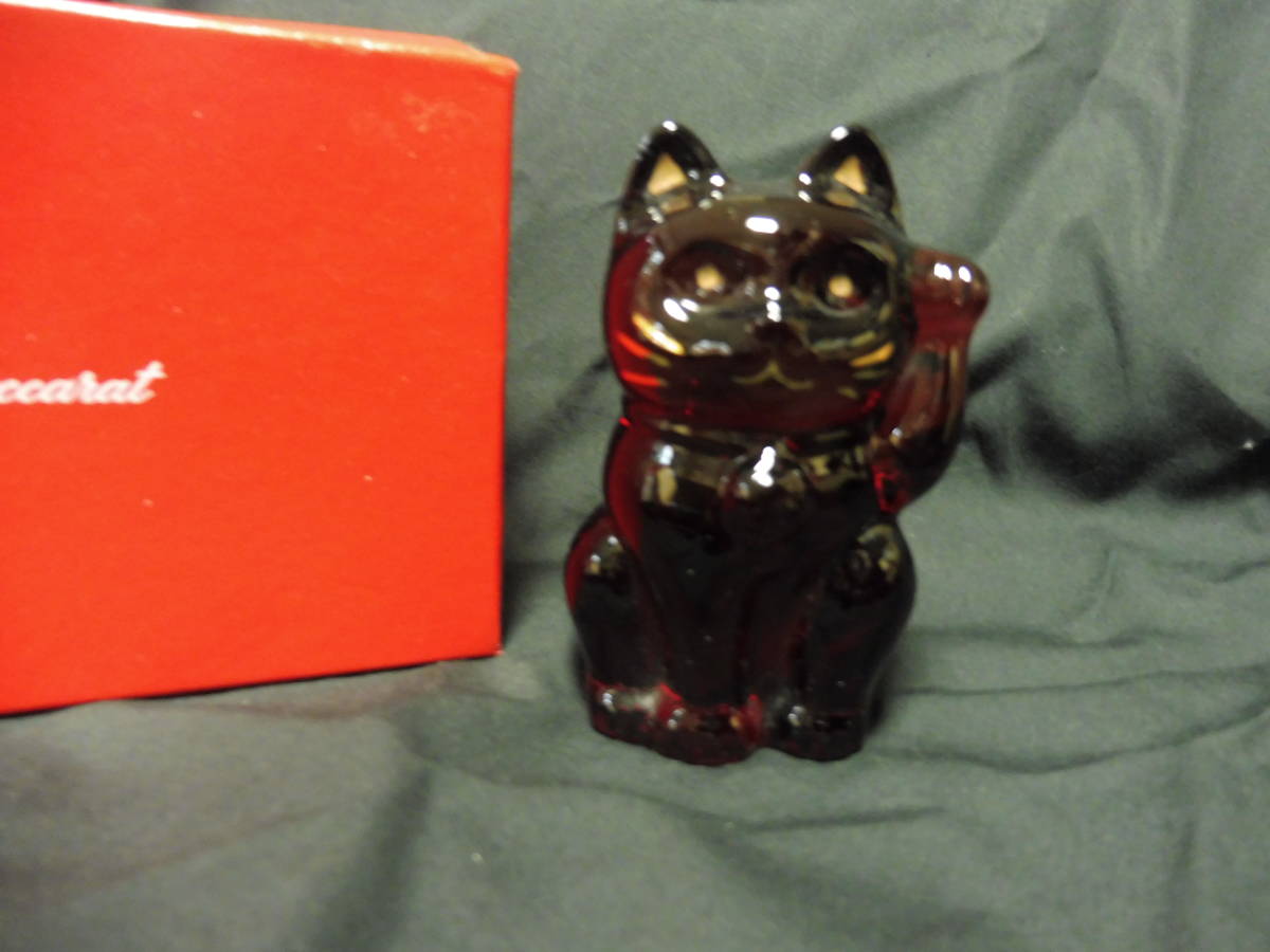 Baccarat バカラ 美品 まねき猫 レッドオクトゴン 箱付き