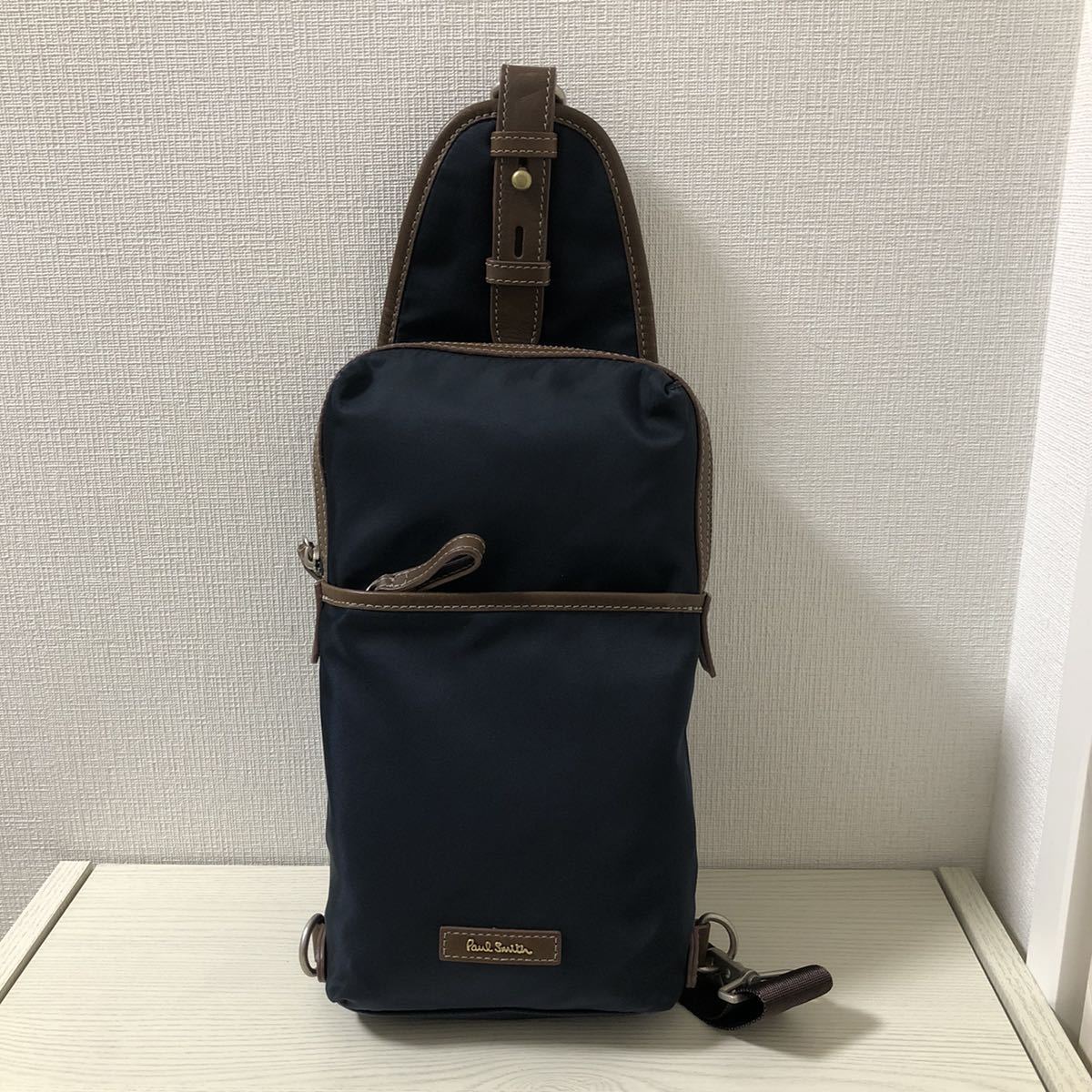 メンズ 美品✨ PS Paul Smith マルチストライプ ショルダーバッグ ブラック