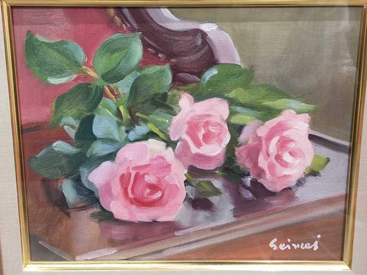 池田清明 1951 ピンクのバラ 油彩 F 3号 油彩画 絵画 薔薇 花 阪神百貨店 静物画 縦約38cm 横約43cm 静物画 売買されたオークション情報 Yahooの商品情報をアーカイブ公開 オークファン Aucfan Com