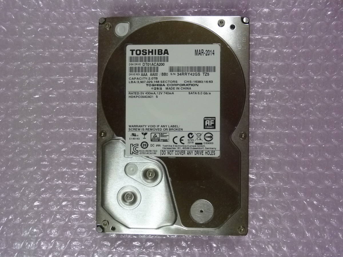 東芝 TOSHIBA DT01ACA200 3.5インチ 2TB SATA600 7200rpm DT01ACA200 専用ページ　TOSHIBA DT 01ACA 200