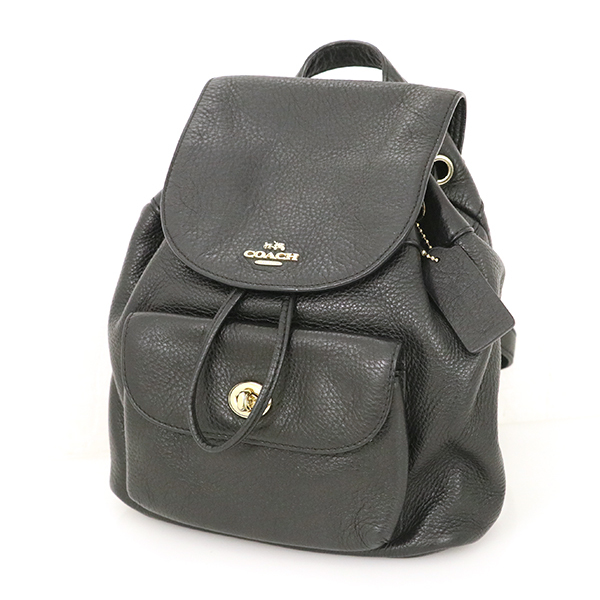 コーチ COACH ブラック レザー リュックサック F37621 ミニリュック