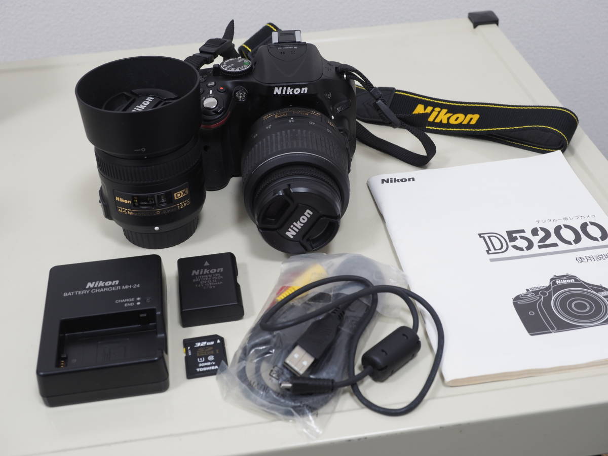新作登場，爆買いNikonD5200 18-55mm F3.5-56レンズキット +AF-S Micro Nikor 40mmF2.8 DXレンズ+1カメラバック(ニコン)｜売買されたオークション情報、yahooの商品情報をアーカイブ公開 - オークファン ニコン