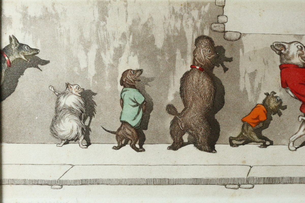 ボリス・オクライン 「Dirty Dogs of Paris」 銅版画 サイン有り 額装