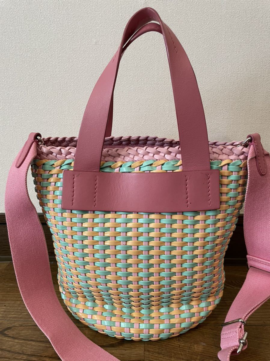 名作 本物 美品 MIU MIU ミュウミュウ ウーブンバケット 2WAY 編み込み 
