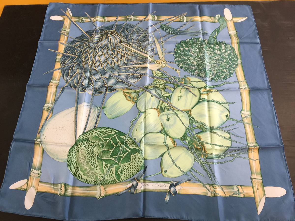 新品，お得 HERMES エルメス Jardin Creole クレオルの楽園 スカーフ シルク100% フランス製 ビンテージ /現状品(スカーフ)｜売買されたオークション情報、yahooの商品情報をアーカイブ公開 - オークファン 服飾小物