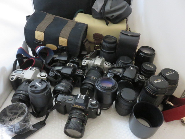 992☆キャノン T50 35-70/135mm 2.8/SIGMA 35-80/TAMRON 80-210/100-300/100mm 2.8/EOS 5/Kiss III/1000QD ジャンク扱 カメラ レンズ 1円～