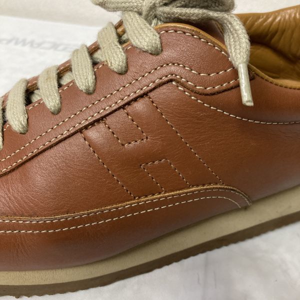 極上品 エルメス HERMES Quick クイック レザースニーカー キャメル