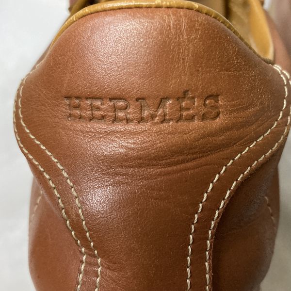 極上品 エルメス HERMES Quick クイック レザースニーカー キャメル