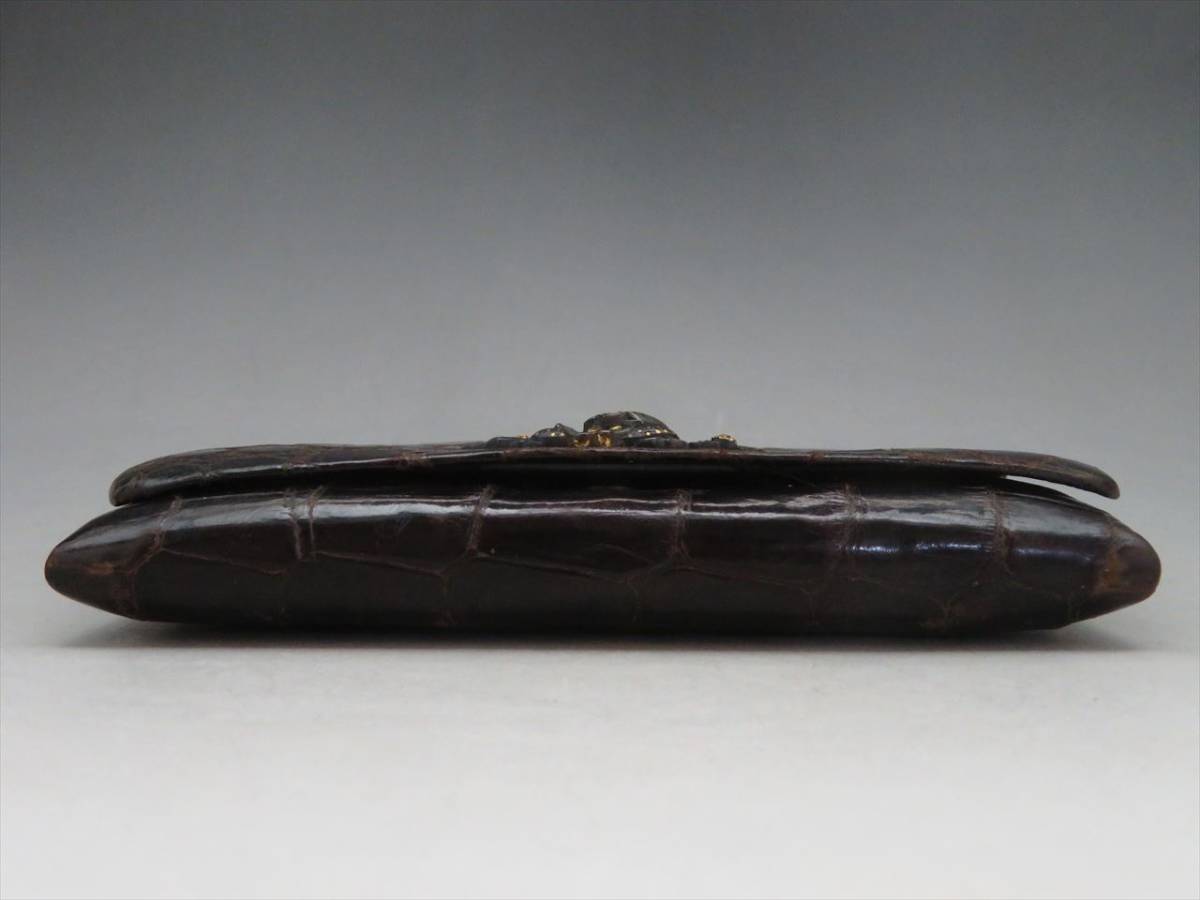 ◇◇時代物 金象嵌金具 革製 煙草入 提物 喫煙具◇◇