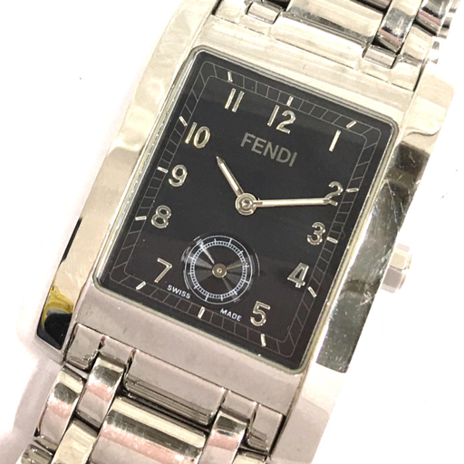 フェンディ オロロジ 腕時計 7000G スクエア スモセコ ブラック文字盤 