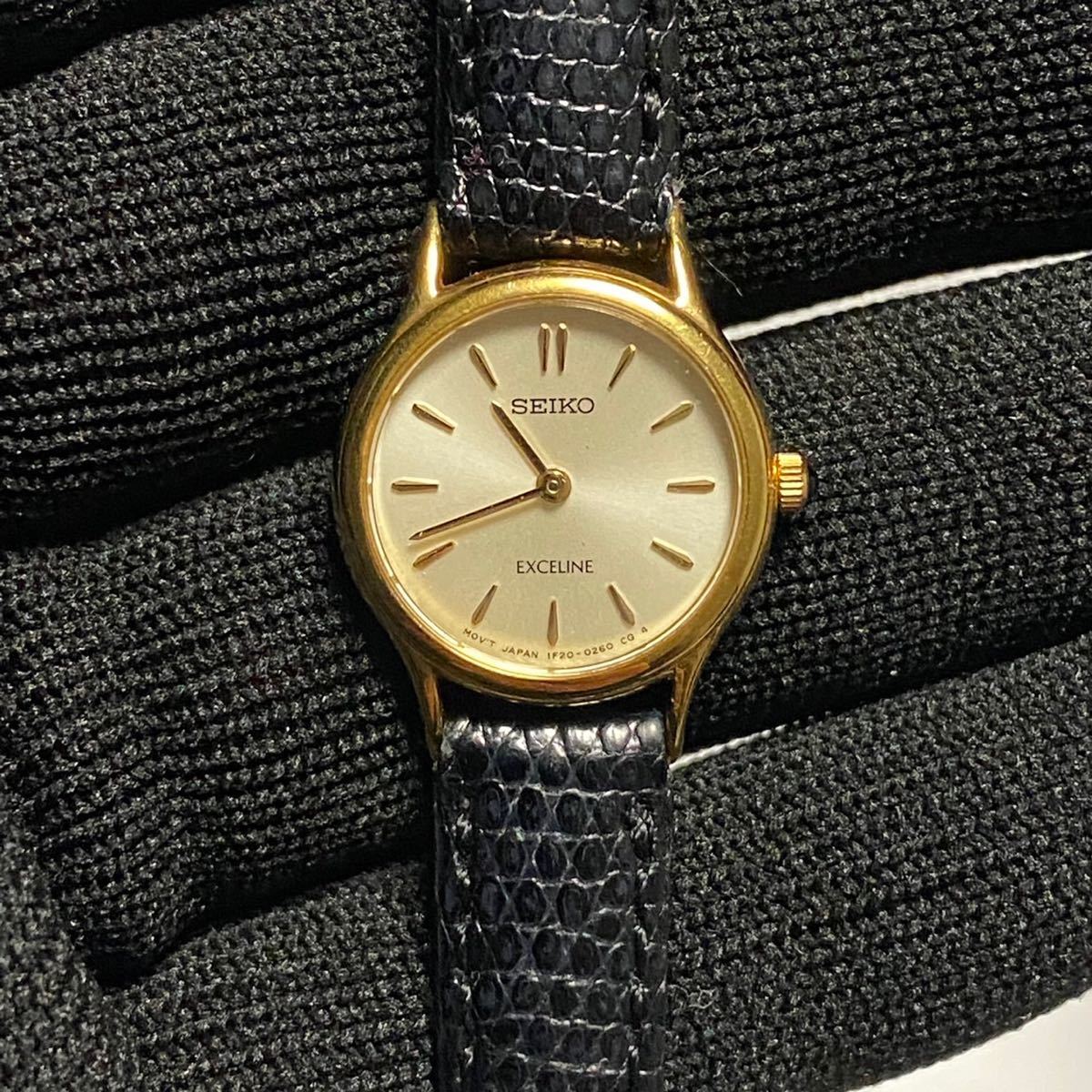 SEIKO EXCELINE 18KT 金無垢 1F20-0100 稼働品| ヤマダウェブコム