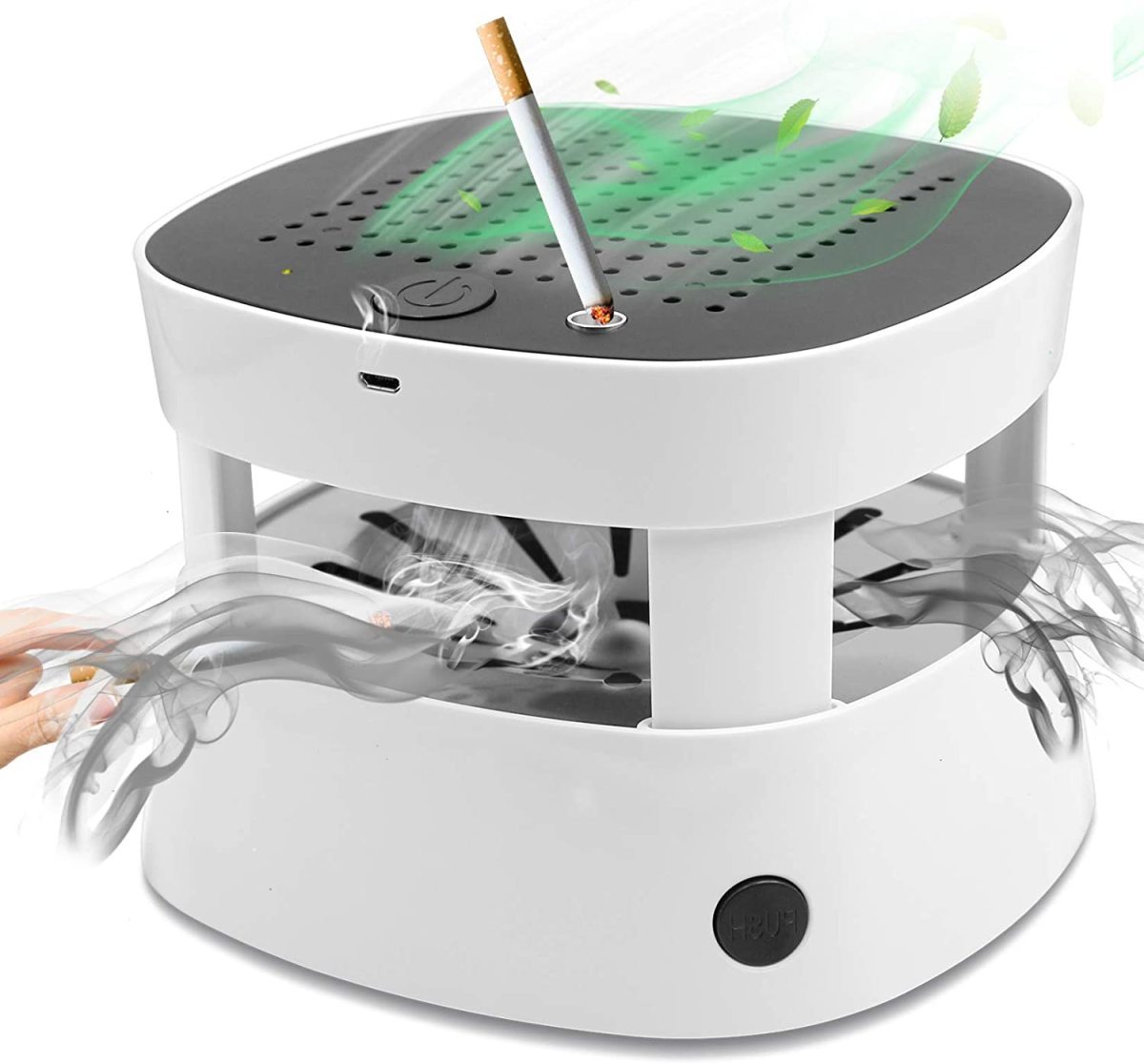 □新品□灰皿 脱臭機 空気清浄機 充電式空気清浄 スモークレス灰皿
