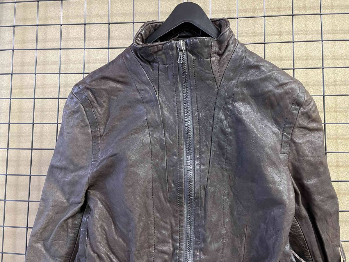 JULIUS/ユリウス RAM LEATHER Zip Up Riders Jacket size3 MADE IN JAPAN ラムレザー ...