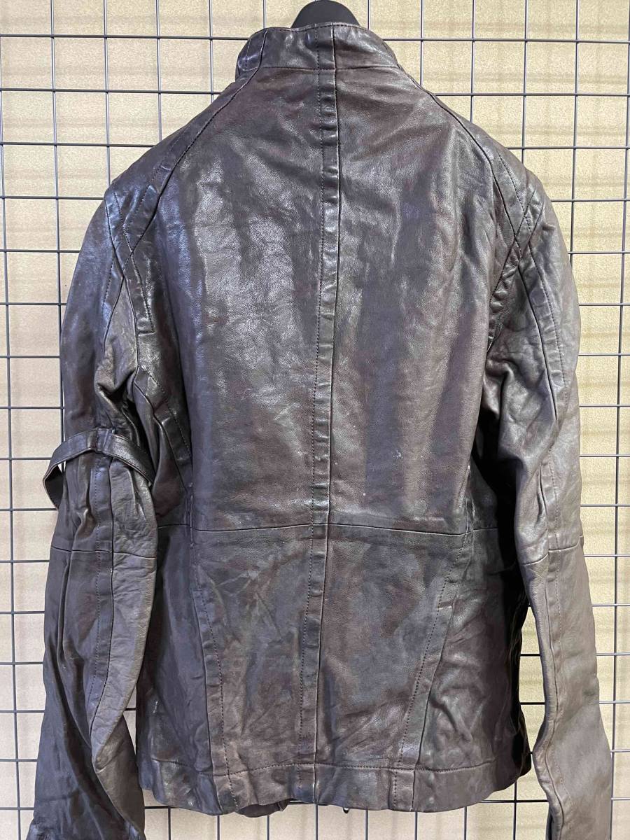 JULIUS/ユリウス RAM LEATHER Zip Up Riders Jacket size3 MADE IN JAPAN ラムレザー ...