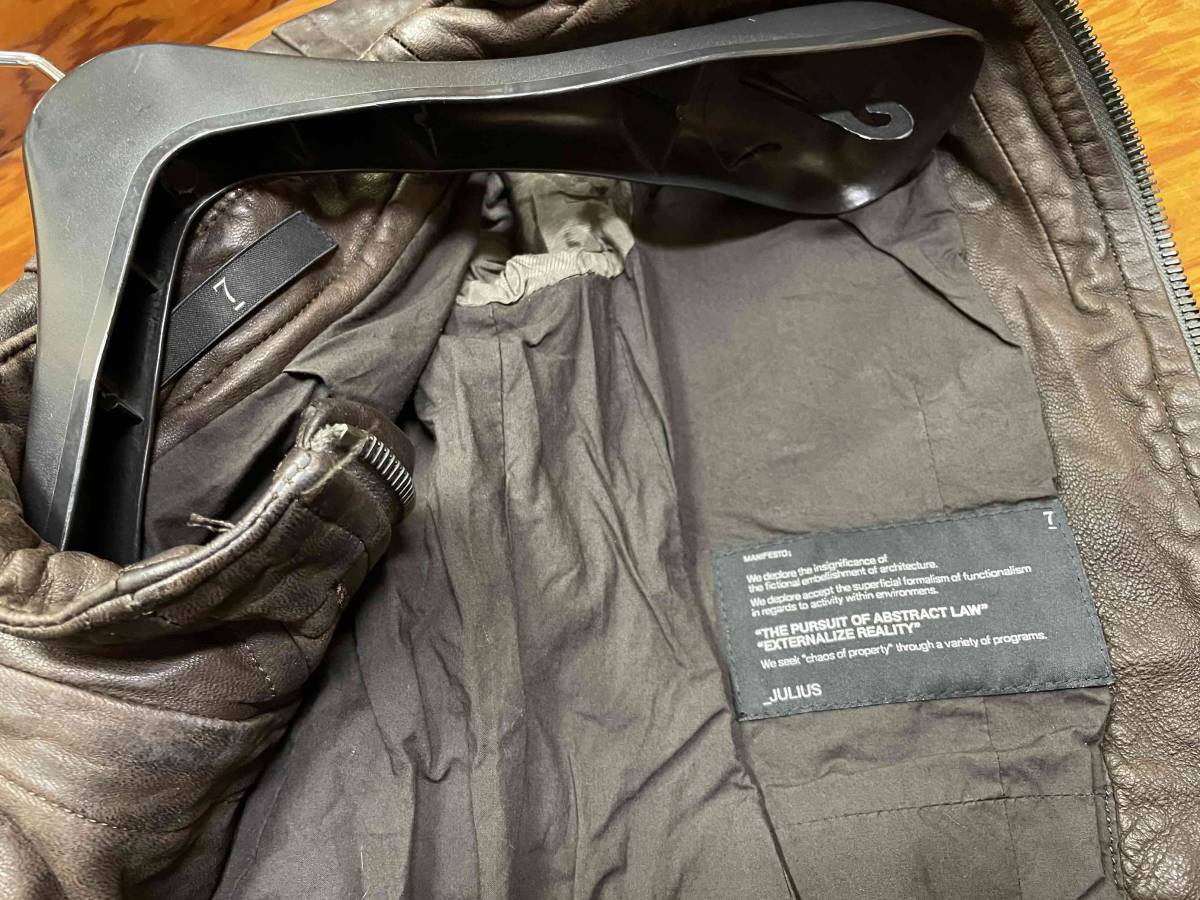 JULIUS/ユリウス RAM LEATHER Zip Up Riders Jacket size3 MADE IN JAPAN ラムレザー ...