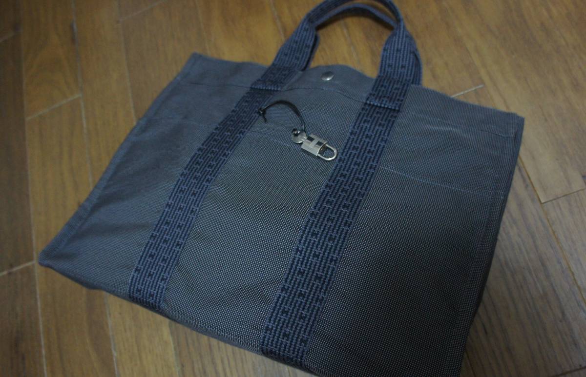 銀座エルメス購入】エルメス エールライン トートバッグ MM グレー 