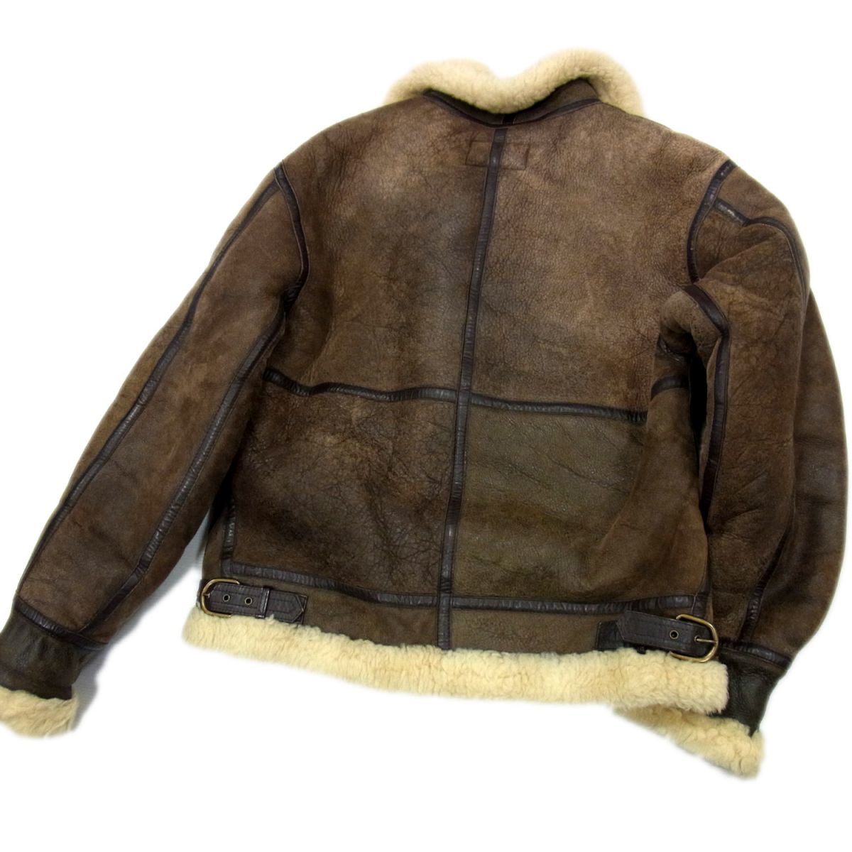 美品★HANAI B-3フライトジャケット ムートンジャケット レザー ブラウン ○HANAI B-3 レザー フライトジャケット ムートンジャケット レザー