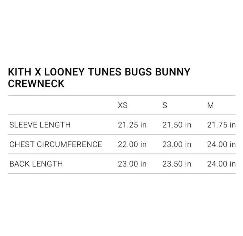 KITH X LOONEY TUNES Bugs Bunny Crewneck 