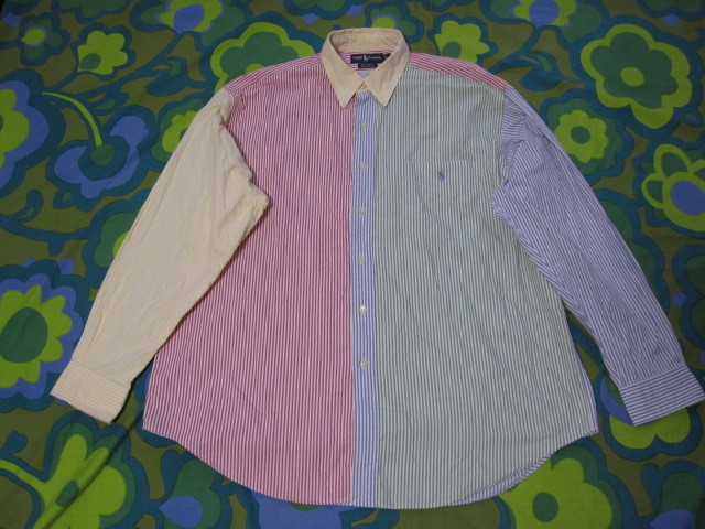 SALE，お買い得 ラルフローレン Ralph Lauren クレイジーパターン 長袖シャツ メンズL 綿100 キレイ グリーン/赤/青/黄色ストライプ(Lサイズ)｜売買されたオークション情報、yahooの商品情報をアーカイブ公開 - オ 男性用