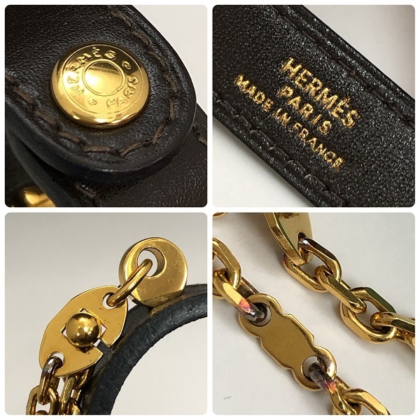 HERMES エルメス セリエボタン グローブホルダー 良品 レザー 手袋